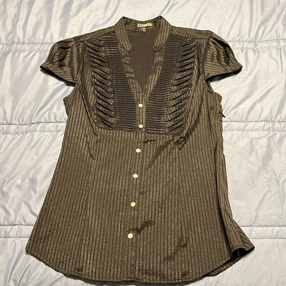 Express Black Faux Buttoned Top